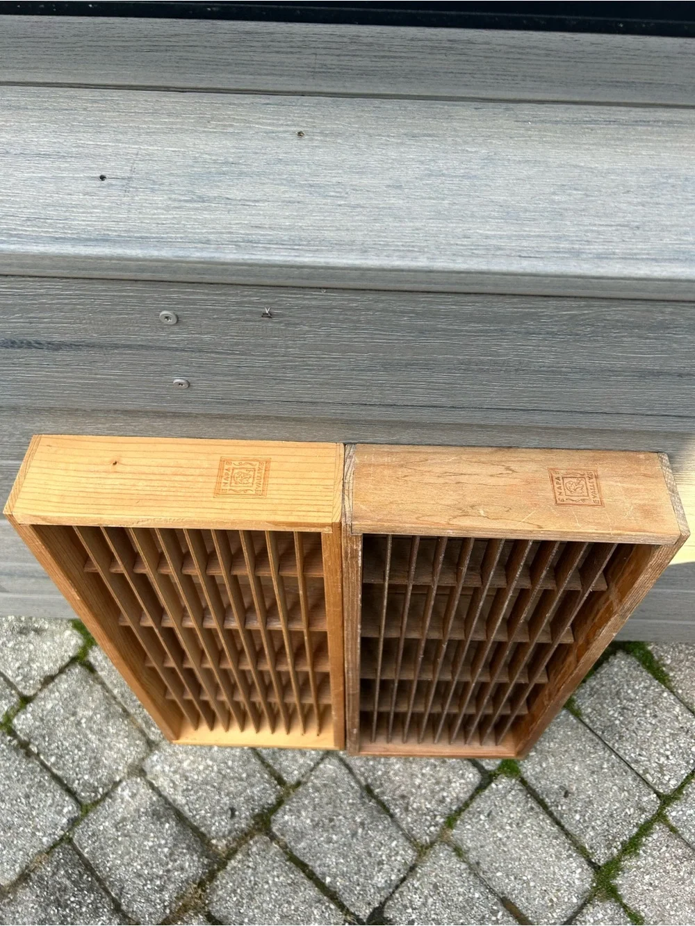 2 Vintage NAPA VALLEY wooden wall-mounted cassette tape storage racks